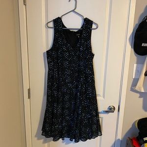 Black skater dress with light blue hearts